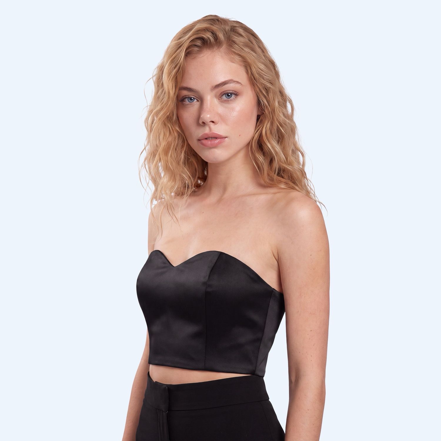 SILENCE LIMITED - Satin Heart Top SLBO031 nero