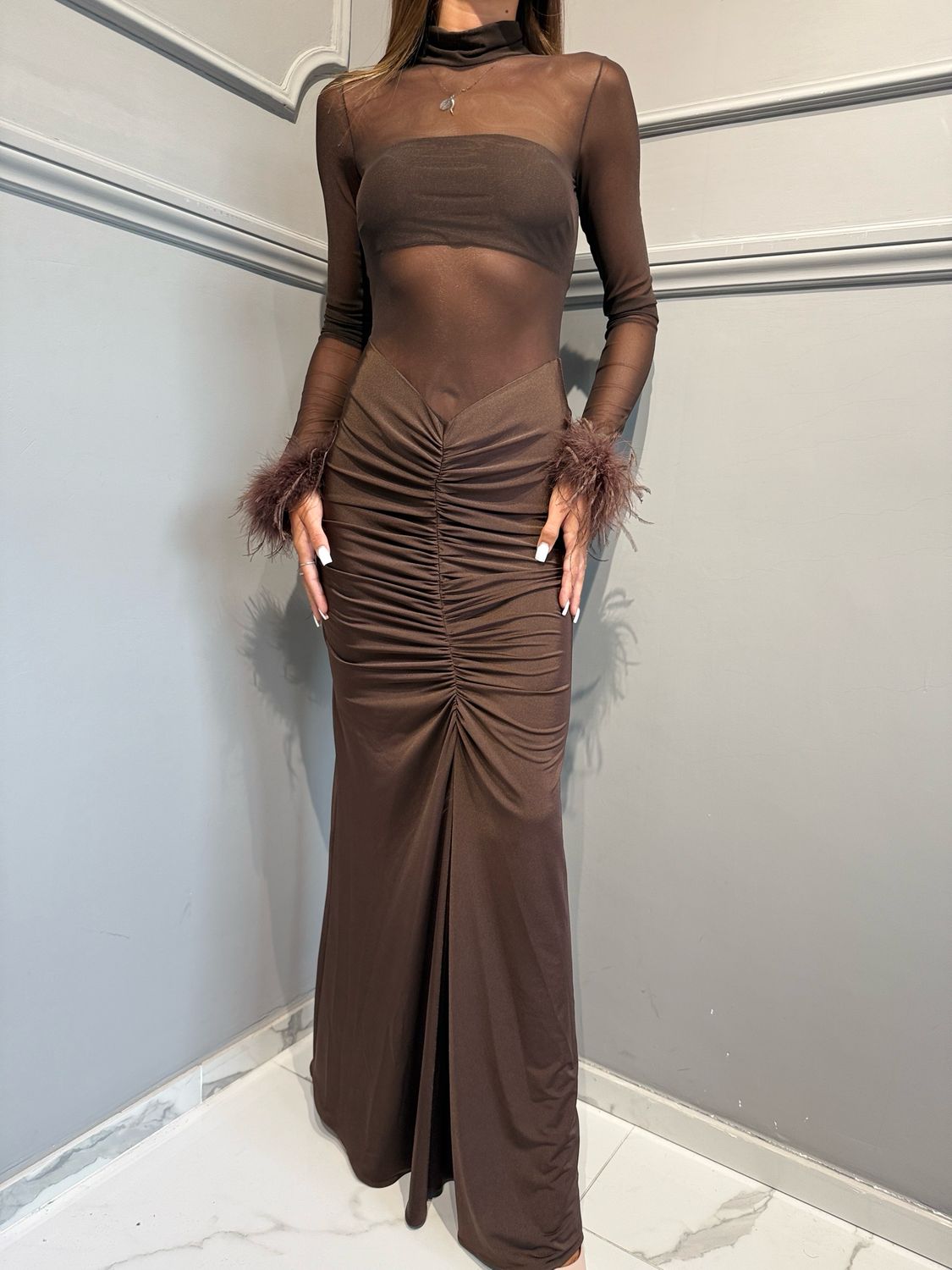 SILENCE LIMITED - abito MABEL DRESS AB4291 dark brown