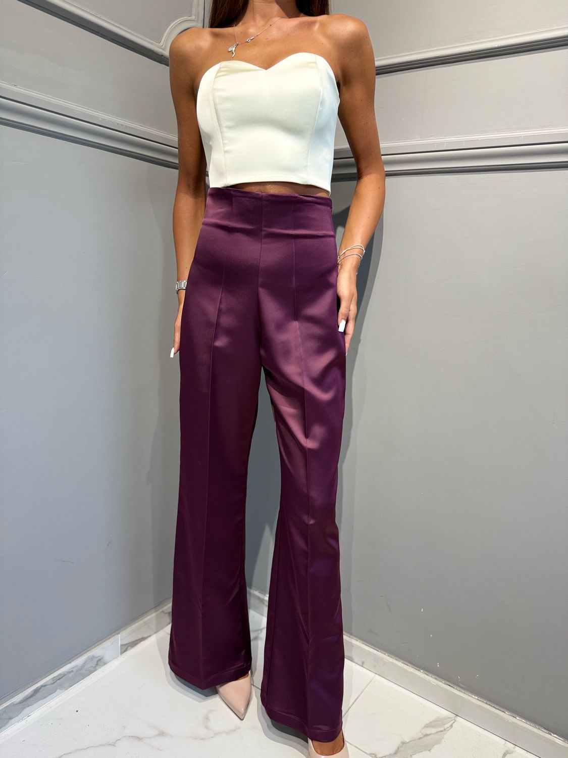 SILENCE LIMITED - Satin Heart Top SLBO031 milk