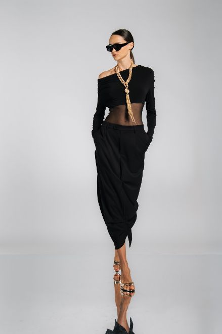 BABYLON - SKUYMF0302 BODY SEMI-TRASPARENTE nero