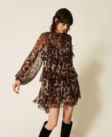 TWINSET ACTITUDE - Abito corto in voile a stampa animalier