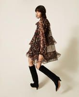 TWINSET ACTITUDE - Abito corto in voile a stampa animalier