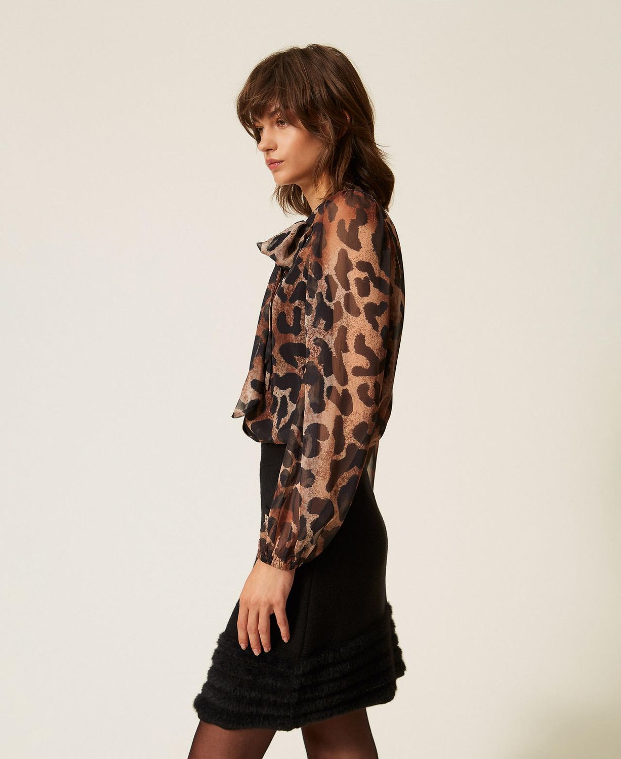 TWINSET ACTITUDE - Camicia in voile a stampa animalier