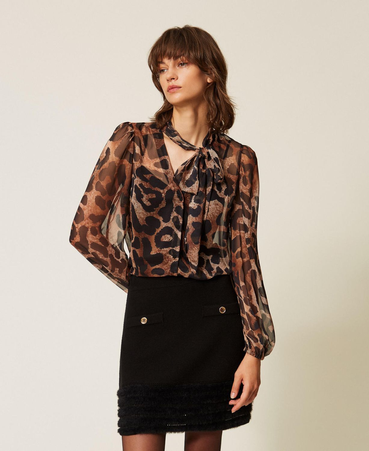TWINSET ACTITUDE - Camicia in voile a stampa animalier