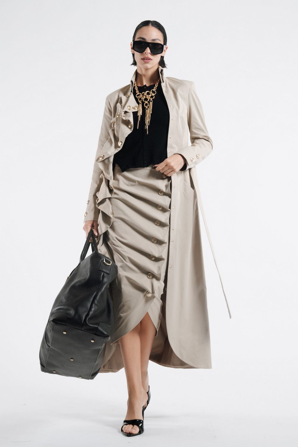 BABYLON - SKUYMF0414 TRENCH CON ROUCHES BEIGE