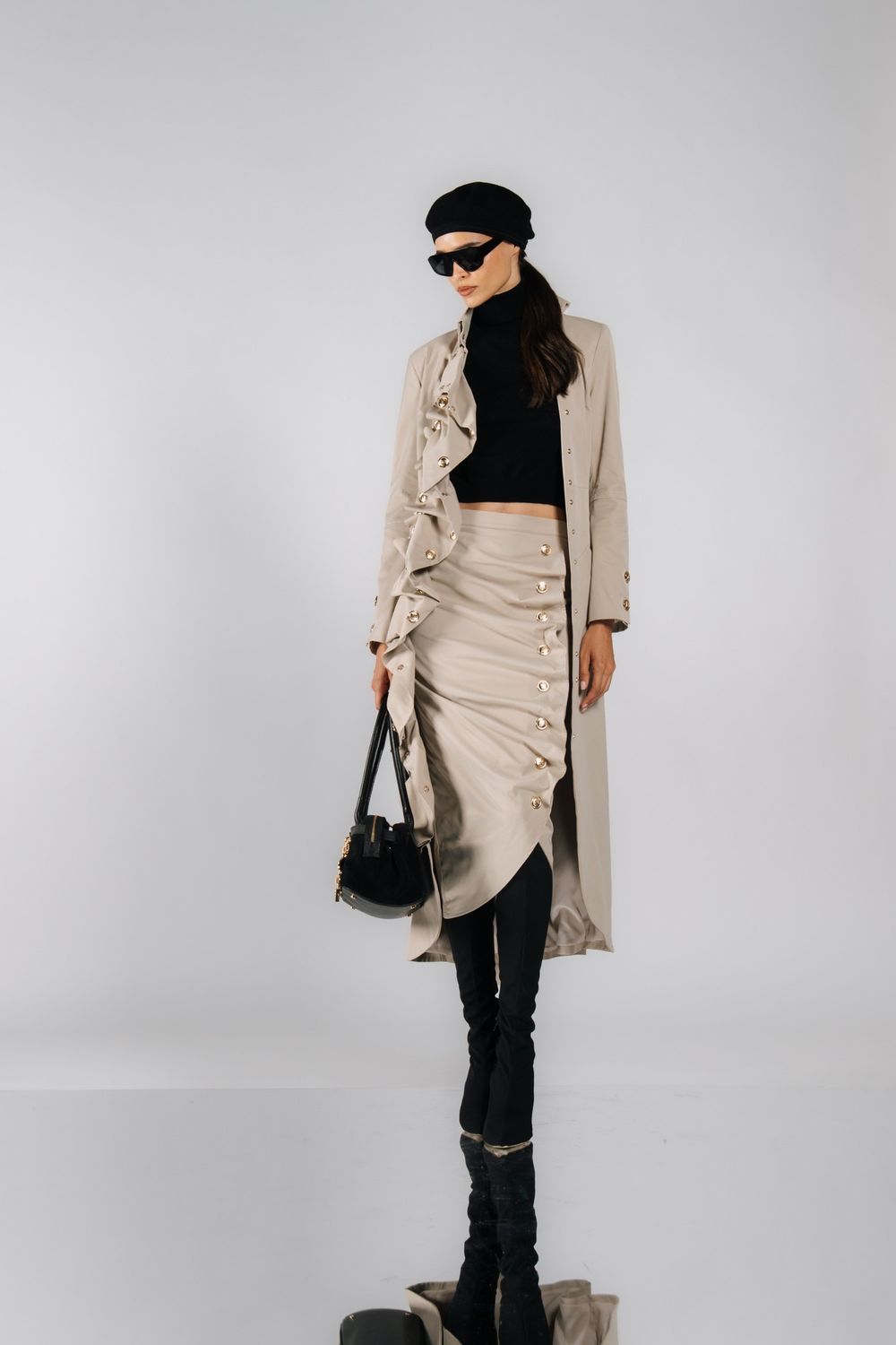 BABYLON - SKUYMF0414 TRENCH CON ROUCHES BEIGE
