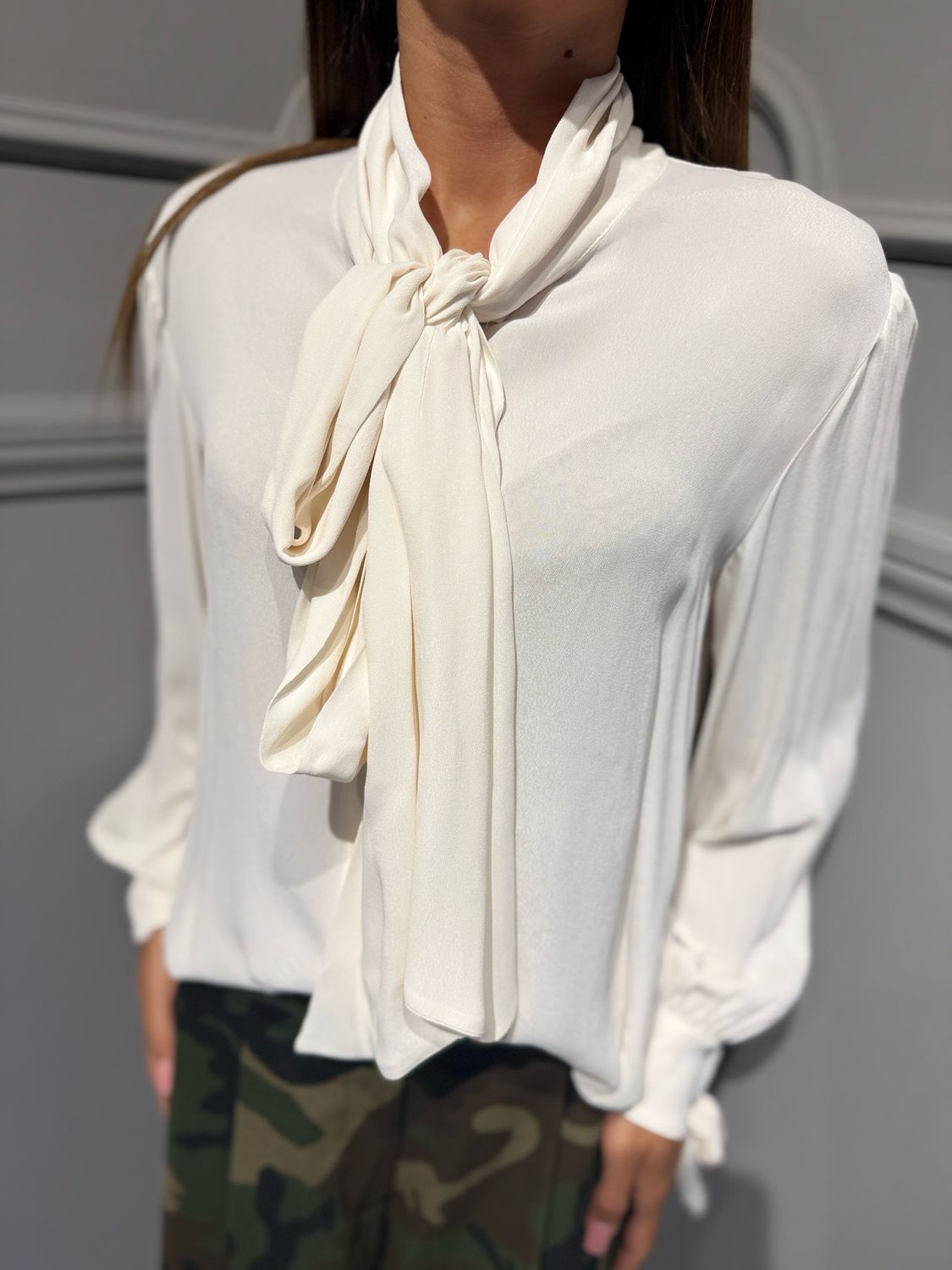 TENSIONE IN - camicia maxi fiocco 40207 latte