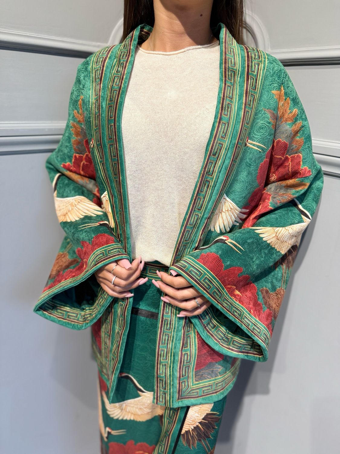 TENSIONE IN - kimono FW260007 verde bottiglia