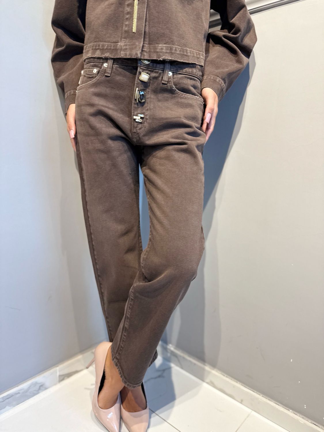 VICOLO - jeans bottoni gioiello fondente DAC5106