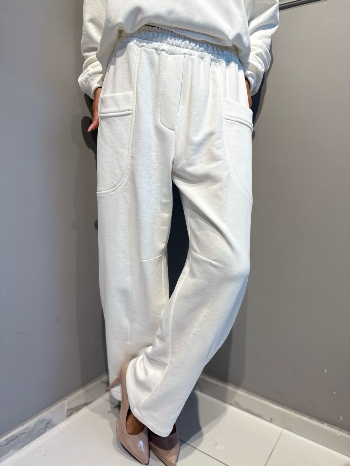 MOTEL - pantalone felpa 27P5951 panna