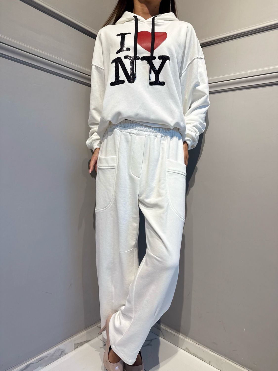 MOTEL - pantalone felpa 27P5951 panna
