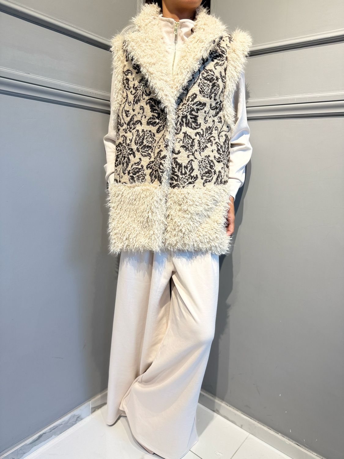 TENSIONE IN - gilet OS572 panna