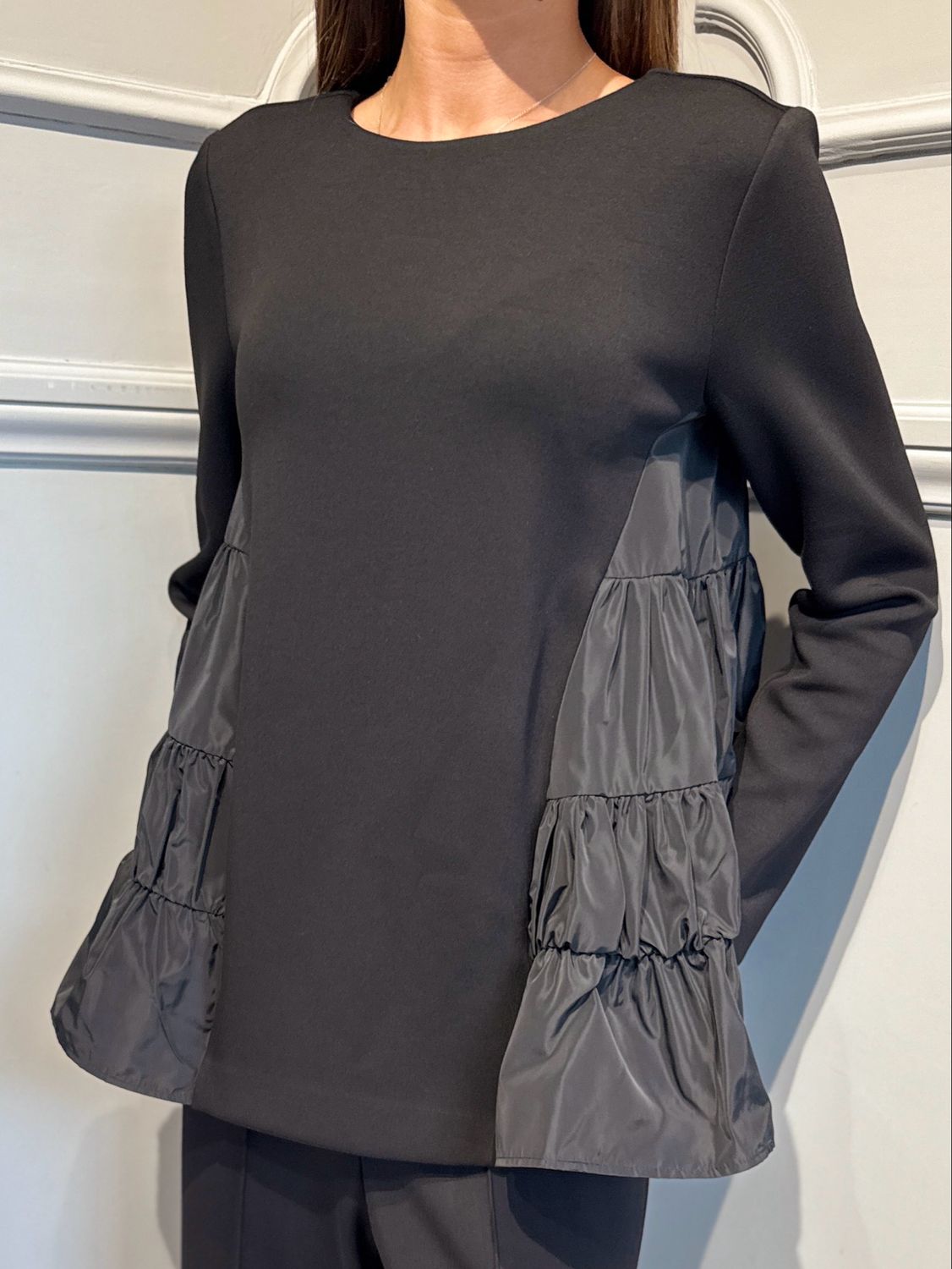 MEIMEIJ - blusa con inserti in taffetas I6PM6F09 nero