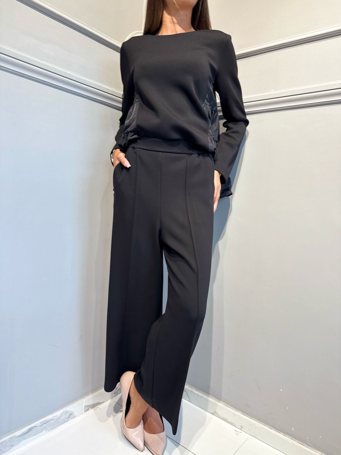 MEIMEIJ - pantalone in scuba elasticizzato I6PM6FD12 nero