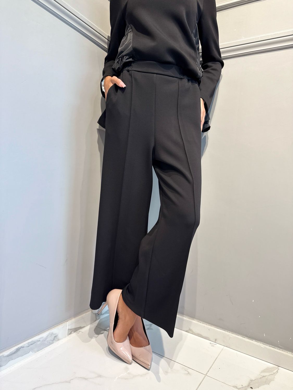 MEIMEIJ - pantalone in scuba elasticizzato I6PM6FD12 nero
