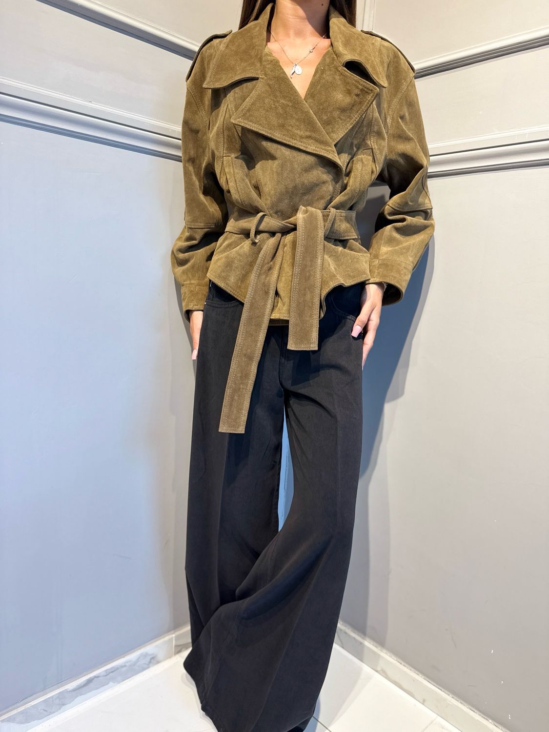 VICOLO - giacca in crosta di renna TAC0345 taupe