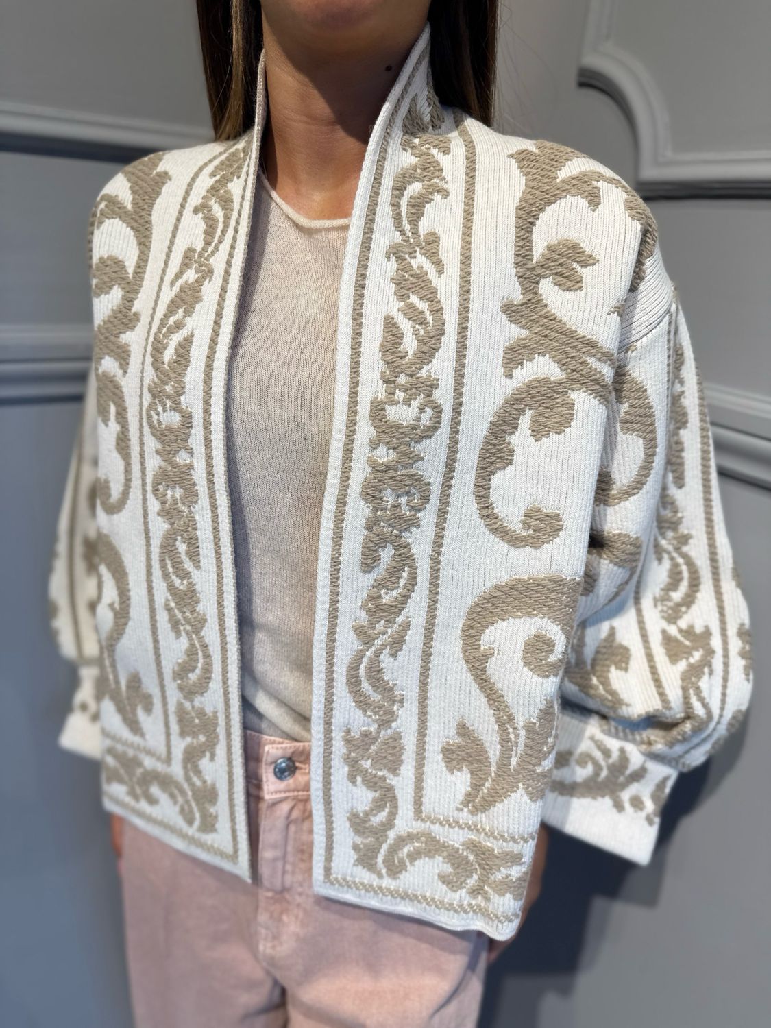 MOTEL - cardigan in maglia W6HMG55A400 panna