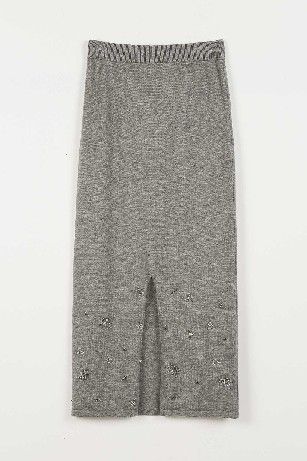 TWINSET ACTITUDE - GONNA LONGUETTE IN MAGLIA CON APPLICAZIONI 262AP3183 grigio medio melange