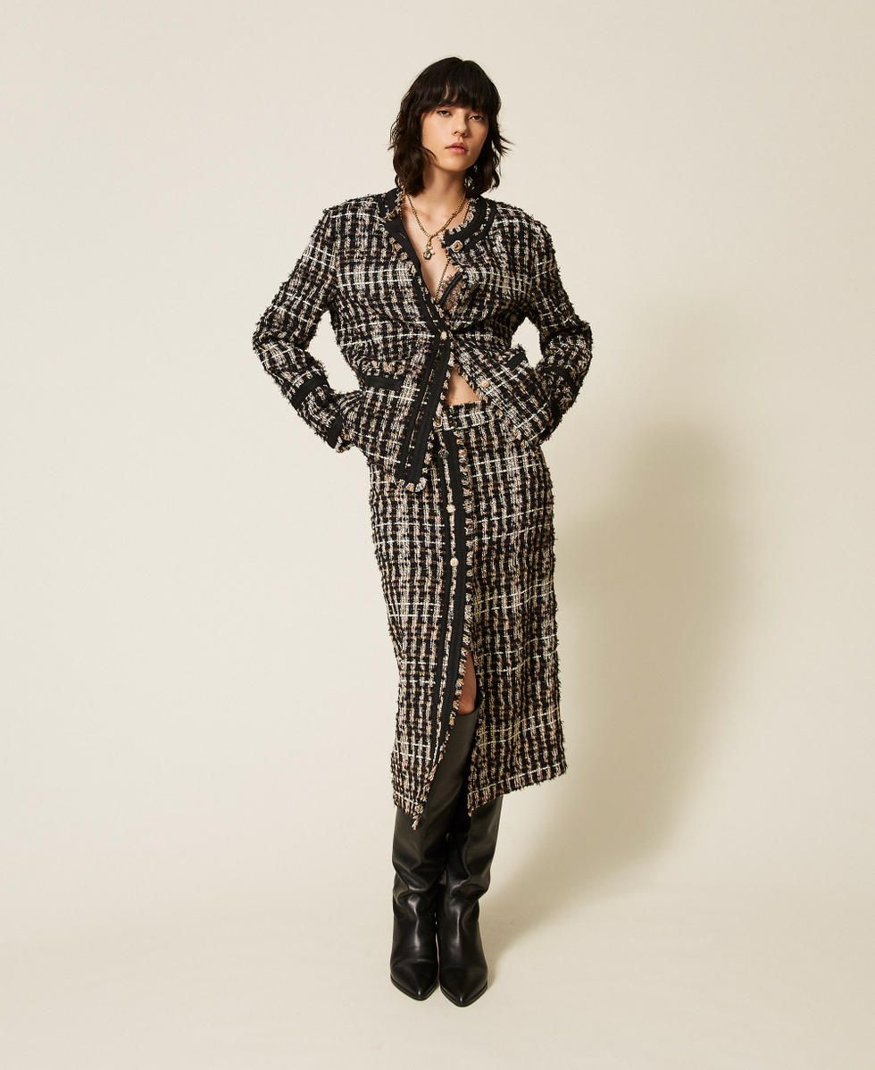 TWINSET ACTITUDE - Gonna longuette Myfo in bouclé con bottoni 262AQ2022 Special Bouclè