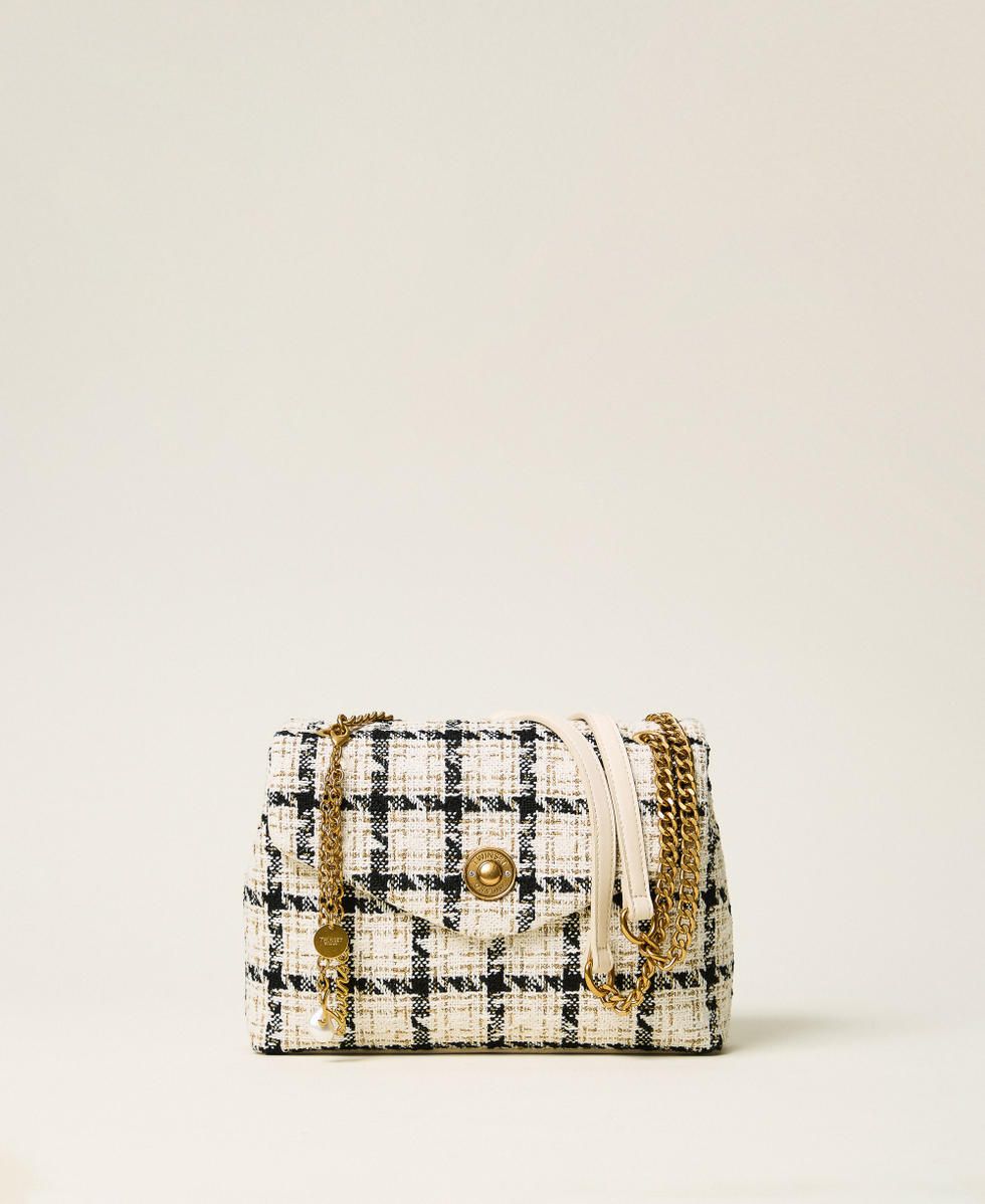 TWINSET ACTITUDE - Borsa a tracolla bouclé check 262TB7320 grigio/nero/oro