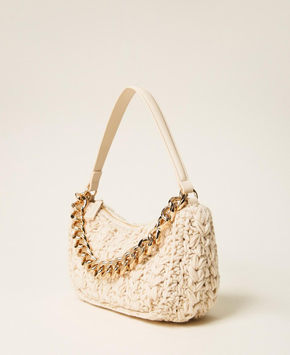 TWINSET ACTITUDE - Borsa Liliane in maglia crochet 262TB7261 Beige "Parchment"
