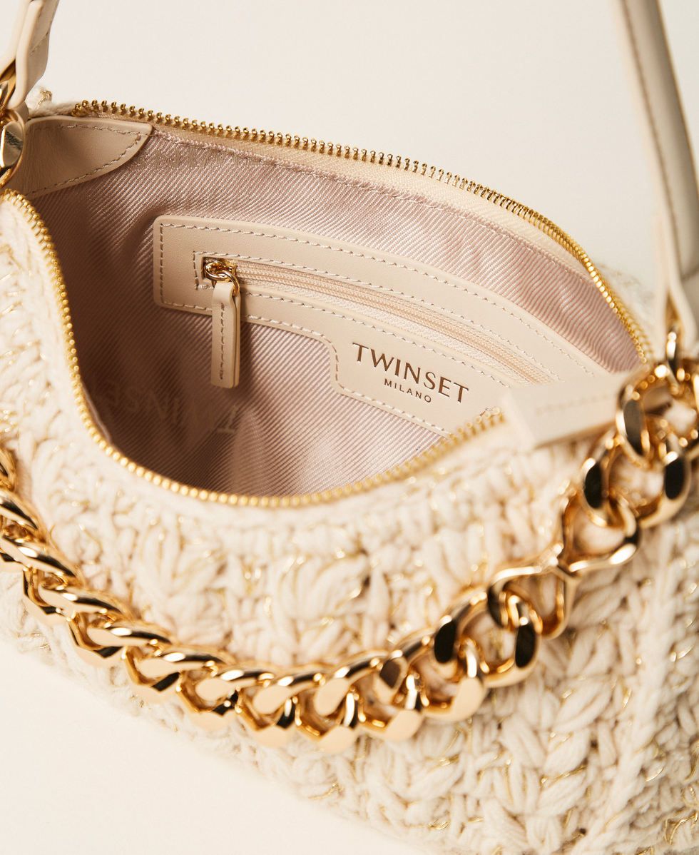 TWINSET ACTITUDE - Borsa Liliane in maglia crochet 262TB7261 Beige "Parchment"