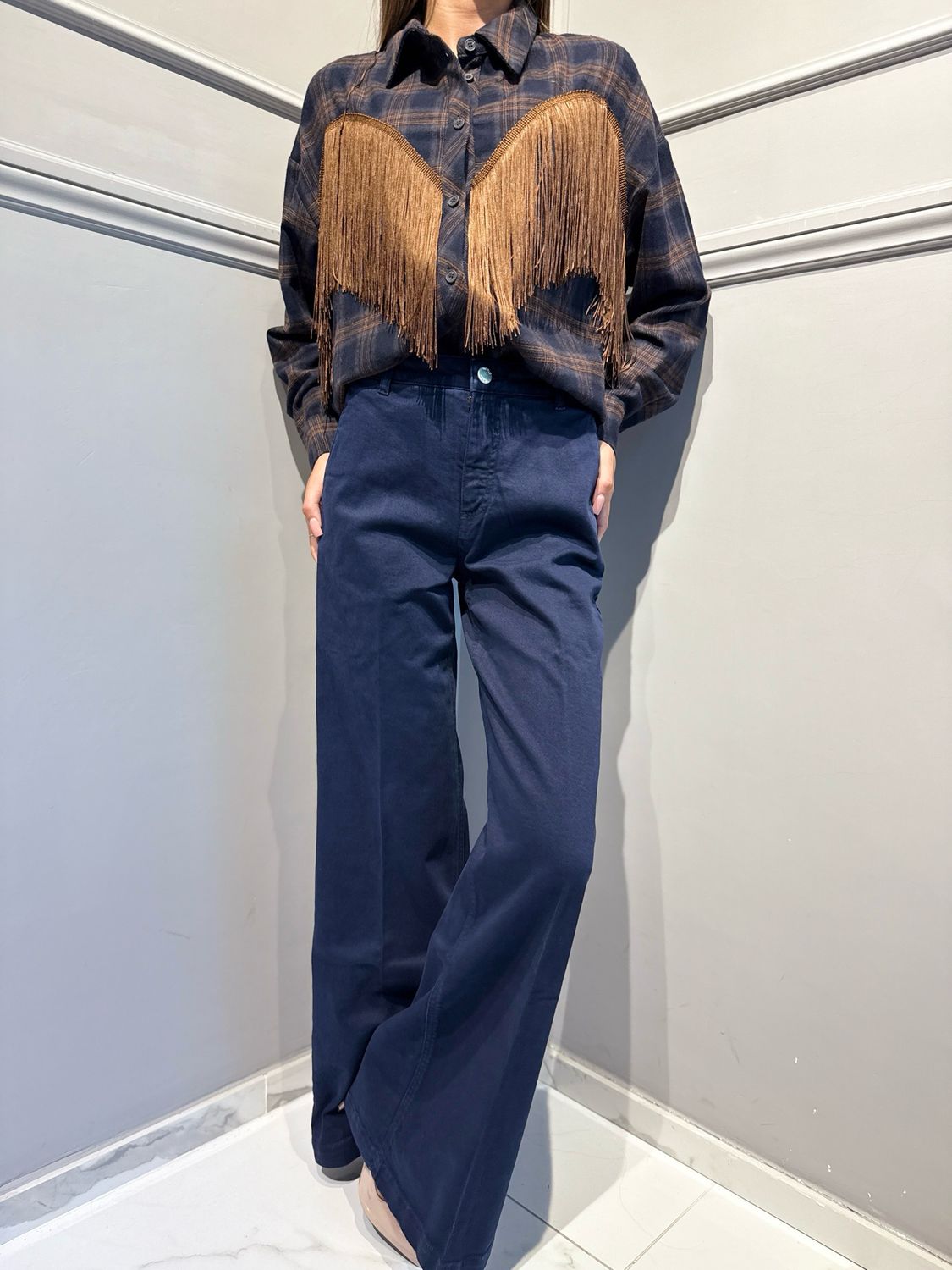 VICOLO - pantalone Elena elasticizzato blu DAC5121