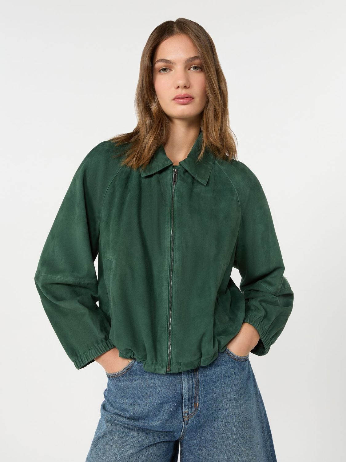 Max Mara WEEKEND - Giacca in suede WKDZUPPA Verde scuro
