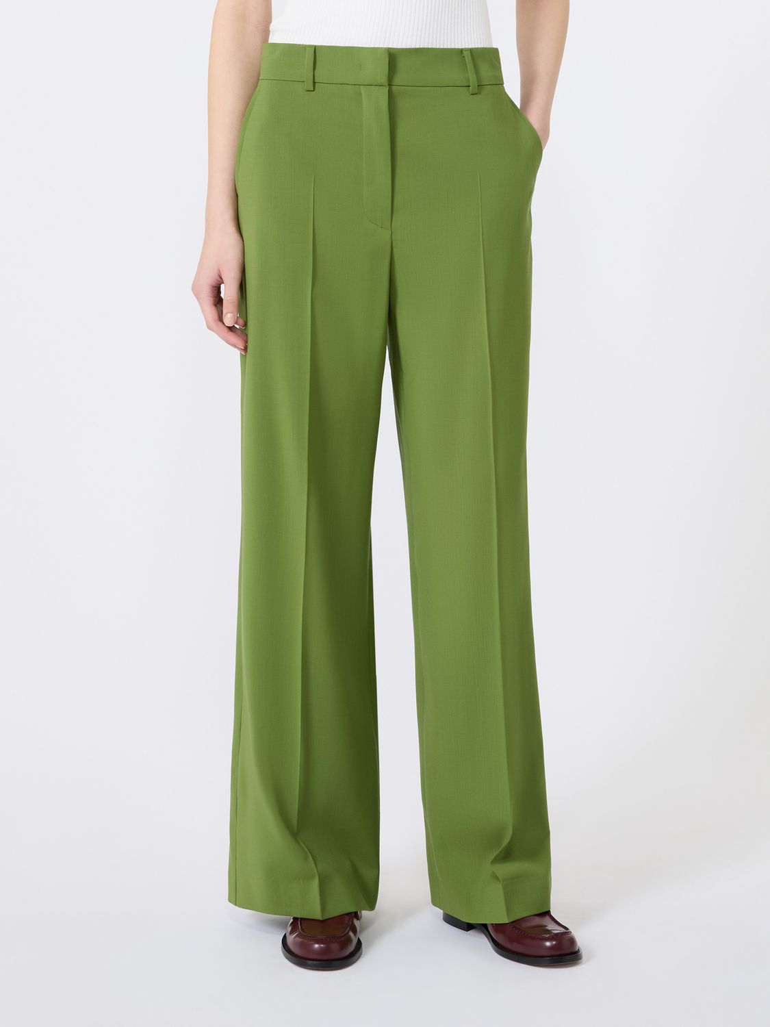 Max Mara WEEKEND - Pantalone palazzo in lana stretch WKDVISIVO Verde