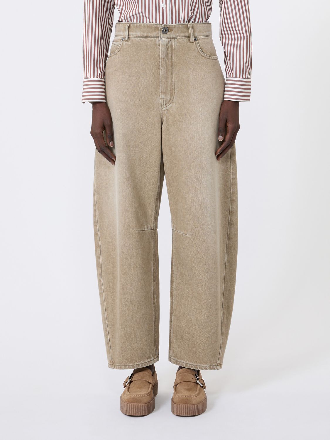 Max Mara WEEKEND - Jeans barrel leg in denim effetto used WKDARCADIA BEIGE