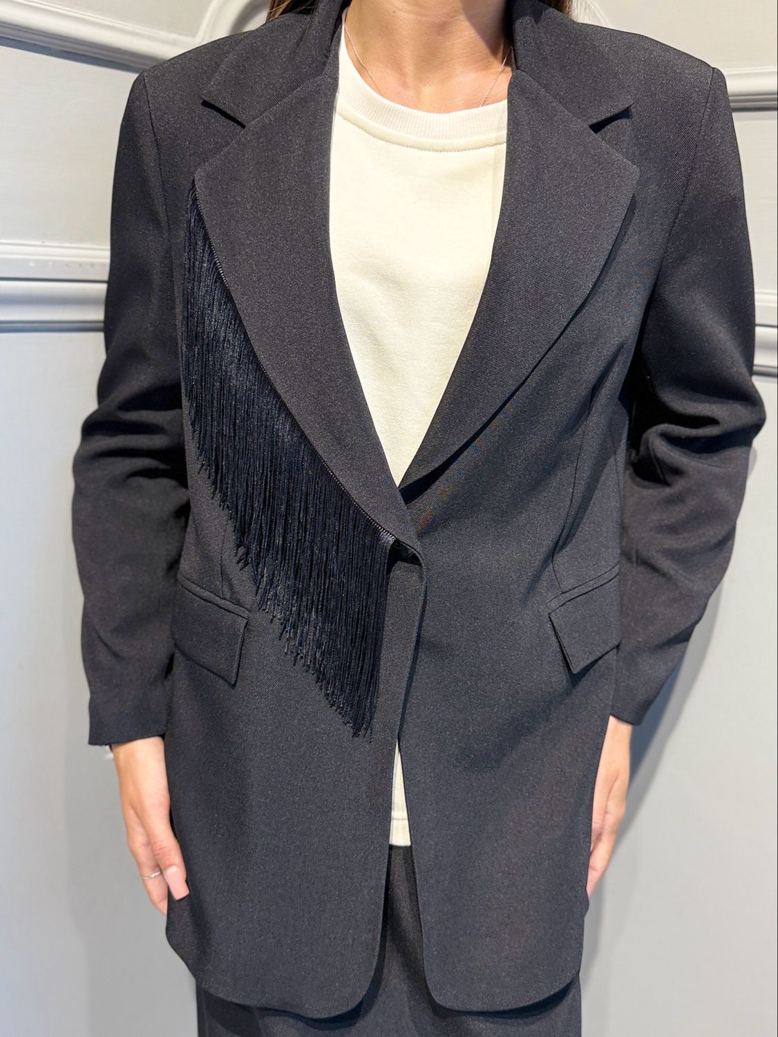 TENSIONE IN - giacca con frange 27B6308 nero