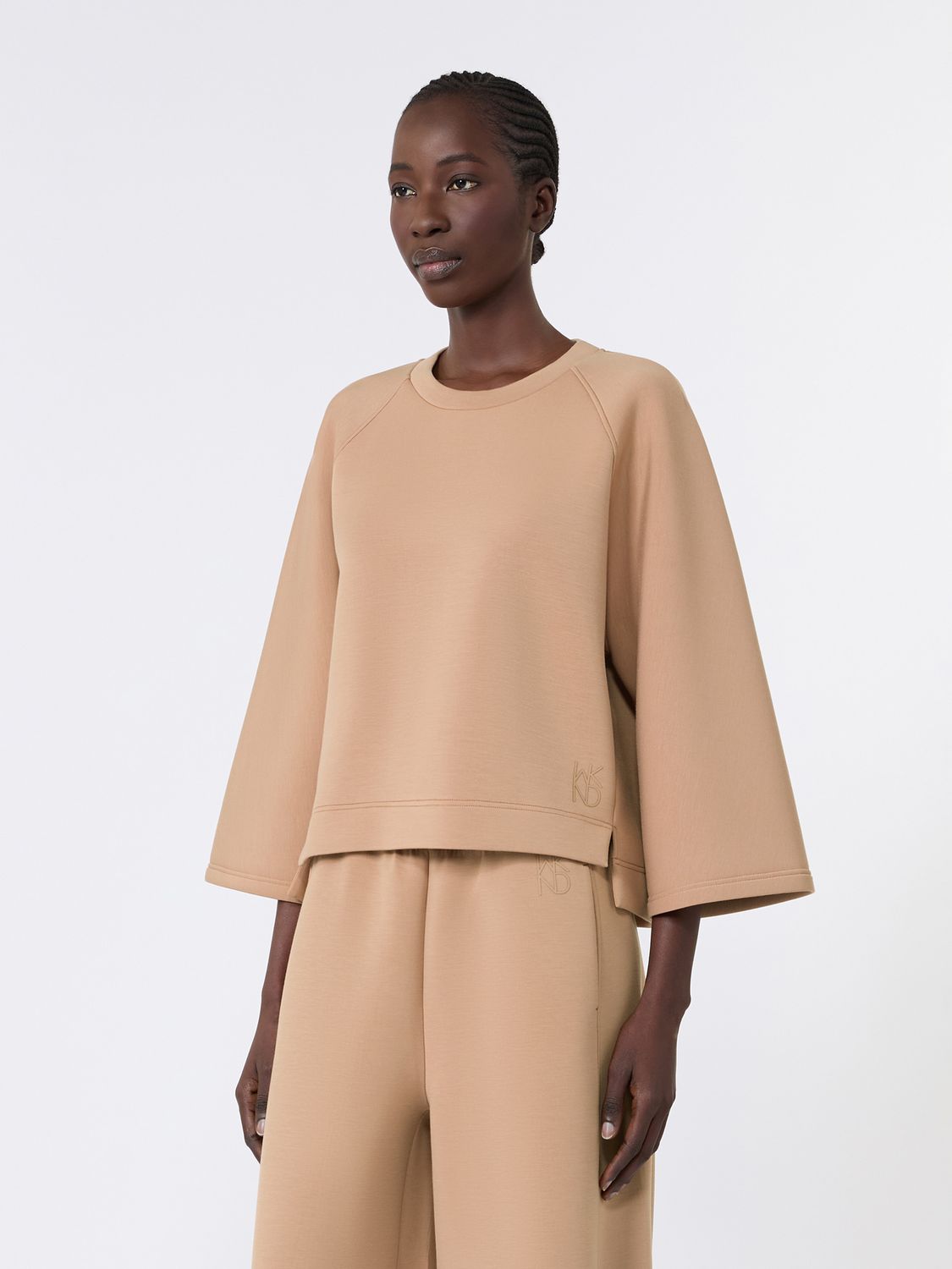 Max Mara WEEKEND - Felpa boxy in jersey scuba WKDVASTO - CUOIO