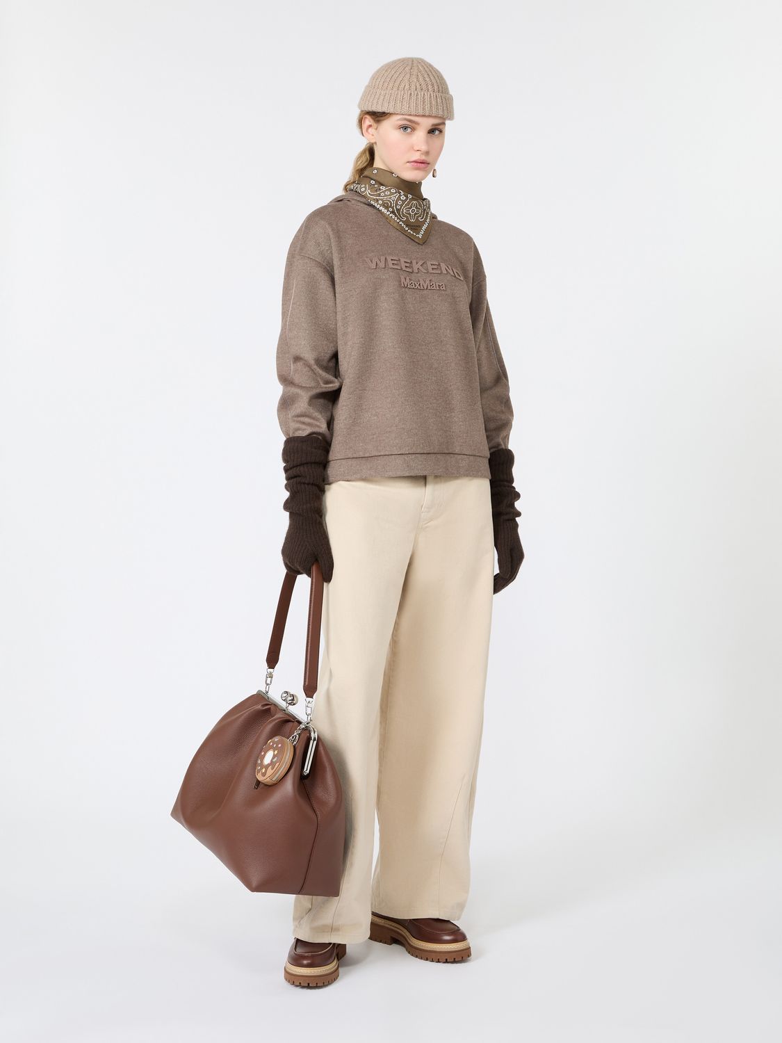 Max Mara WEEKEND - Felpa con cappuccio in jersey WKDVETRINO - MARRON GLACE'