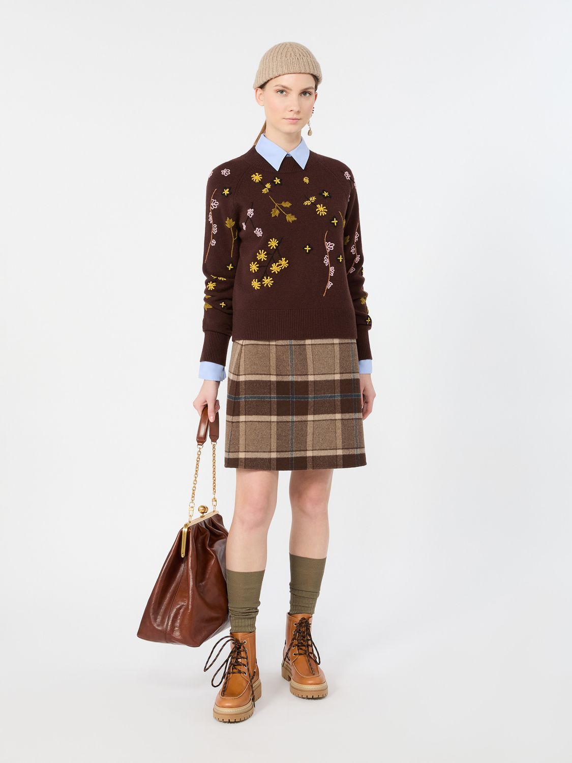 Max Mara WEEKEND - Maglia in lana con ricami WKDRAFIA - MARRONE SCURO