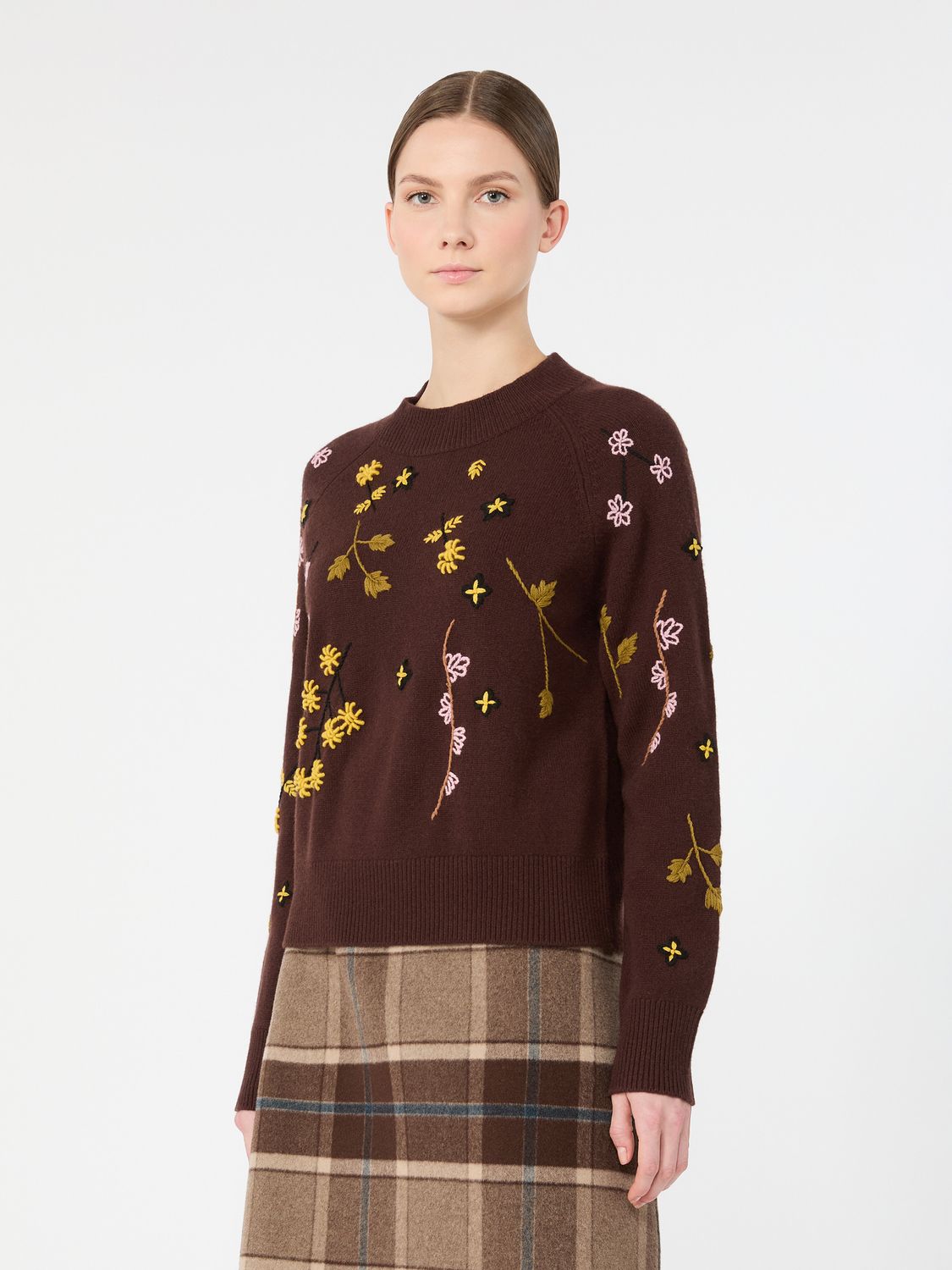 Max Mara WEEKEND - Maglia in lana con ricami WKDRAFIA - MARRONE SCURO