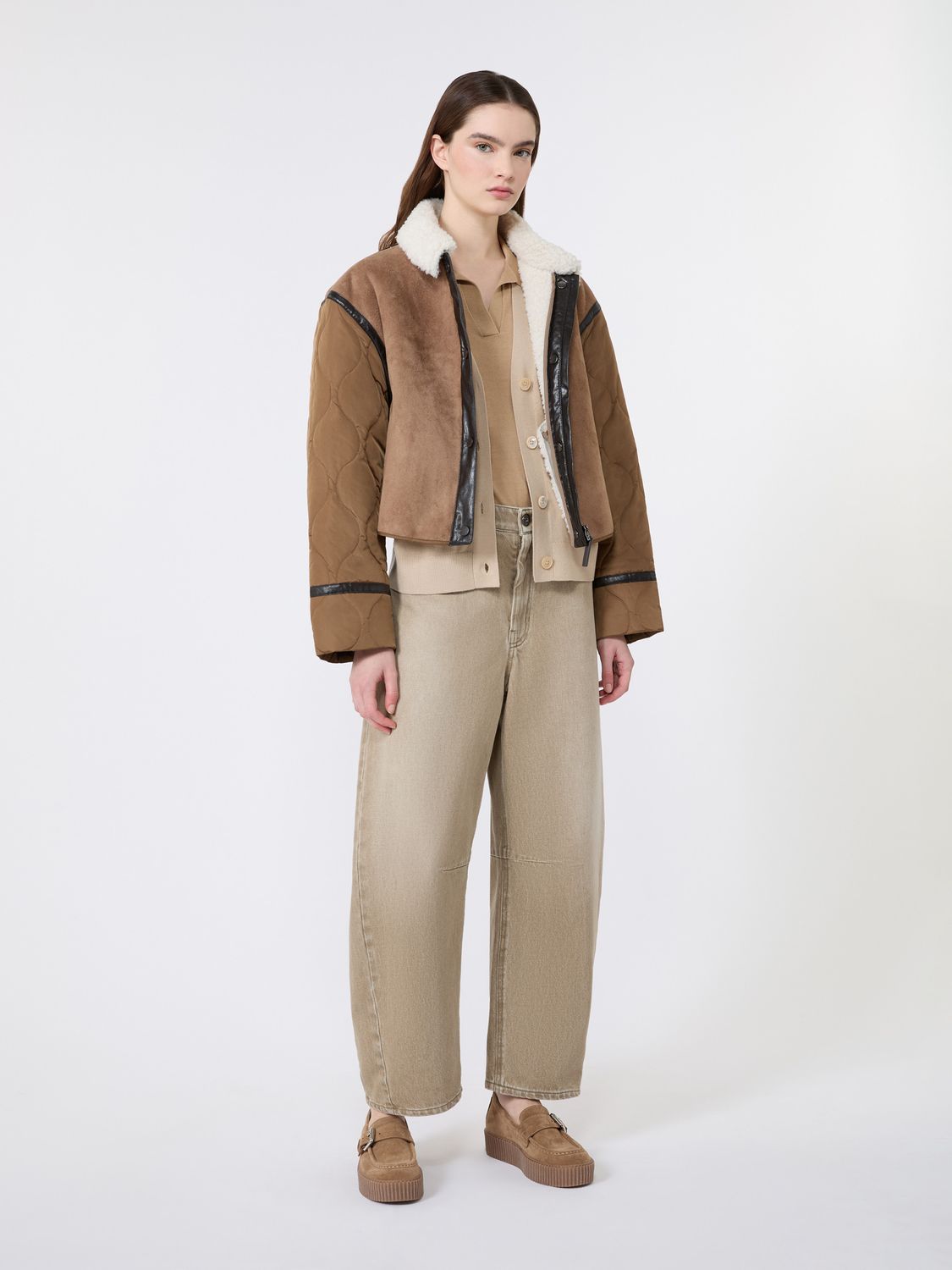 Max Mara WEEKEND - Giacca crop in effetto suede e tessuto tecnico WKDGESSATI - CAMMELLO