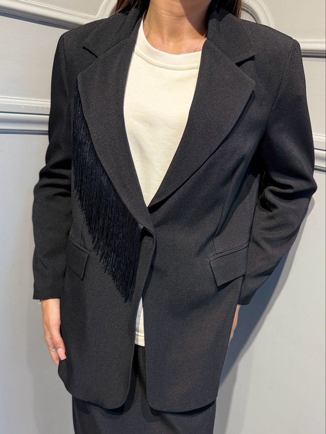 TENSIONE IN - giacca con frange 27B6308 nero