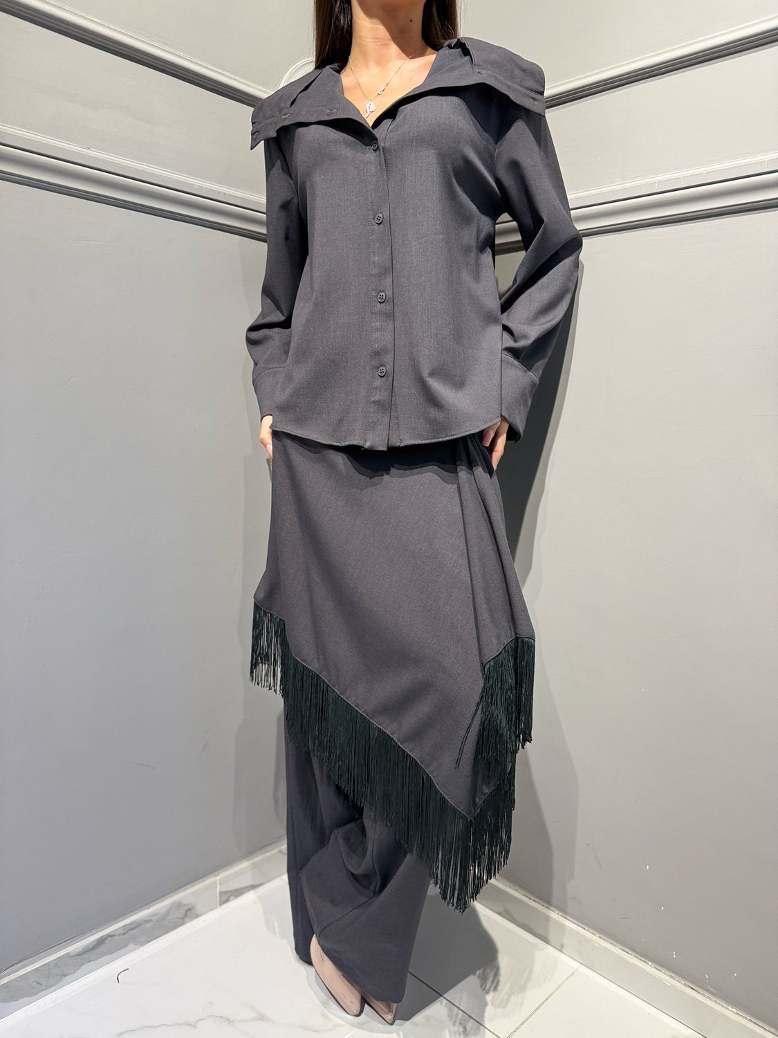 TENSIONE IN - camicia 27C6464 grigio antracite