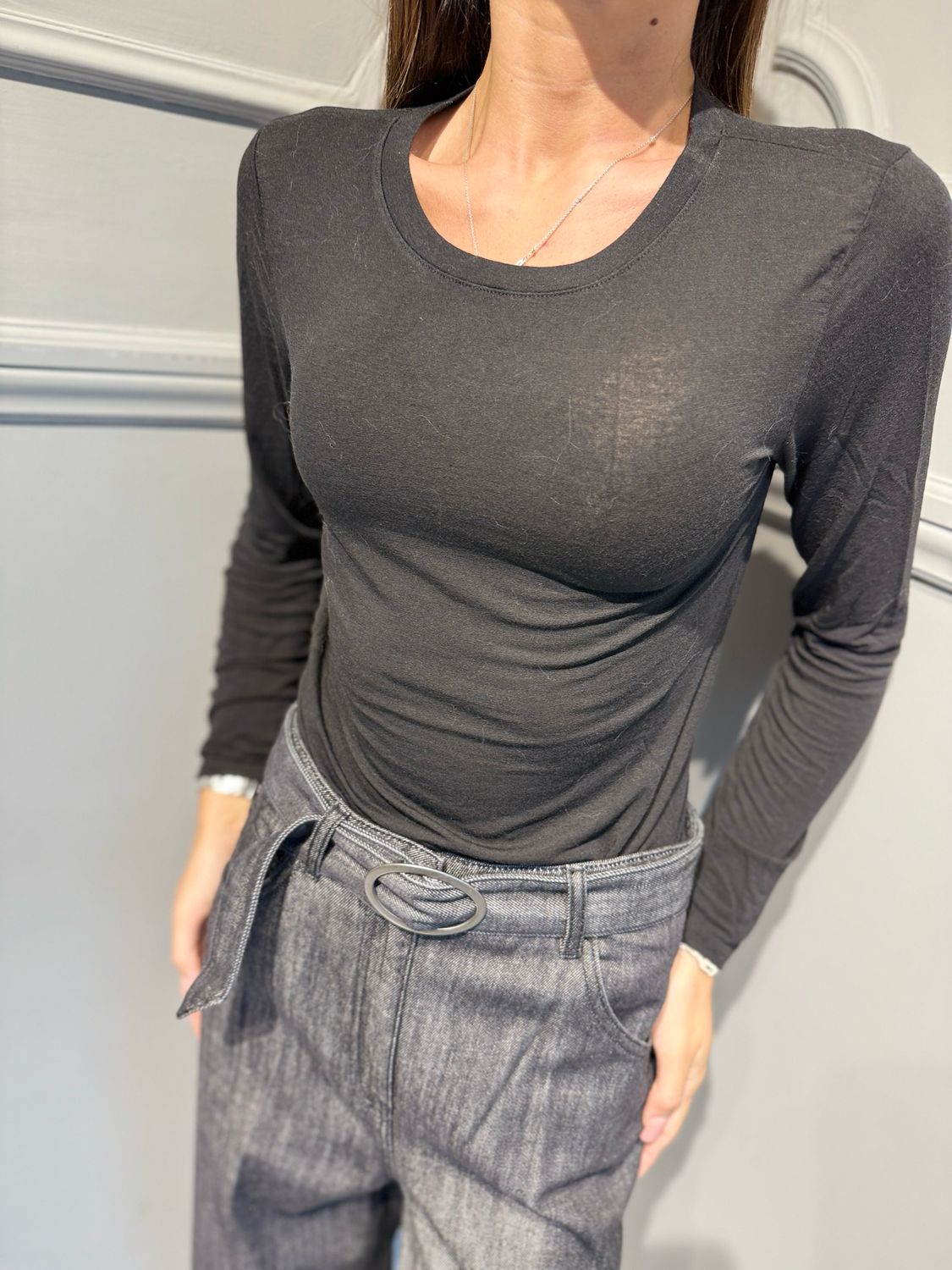 HAVE ONE - maglia misto cashmere MJS-R126 giro nero