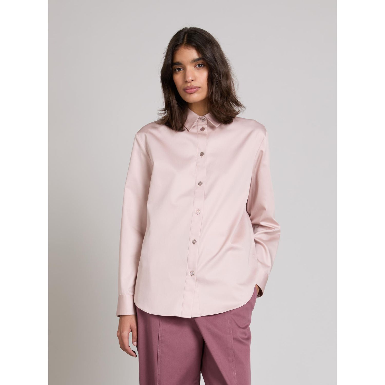 MM Max Mara - Camicia a raso in puro cotone MMLFIACRE - Rosa