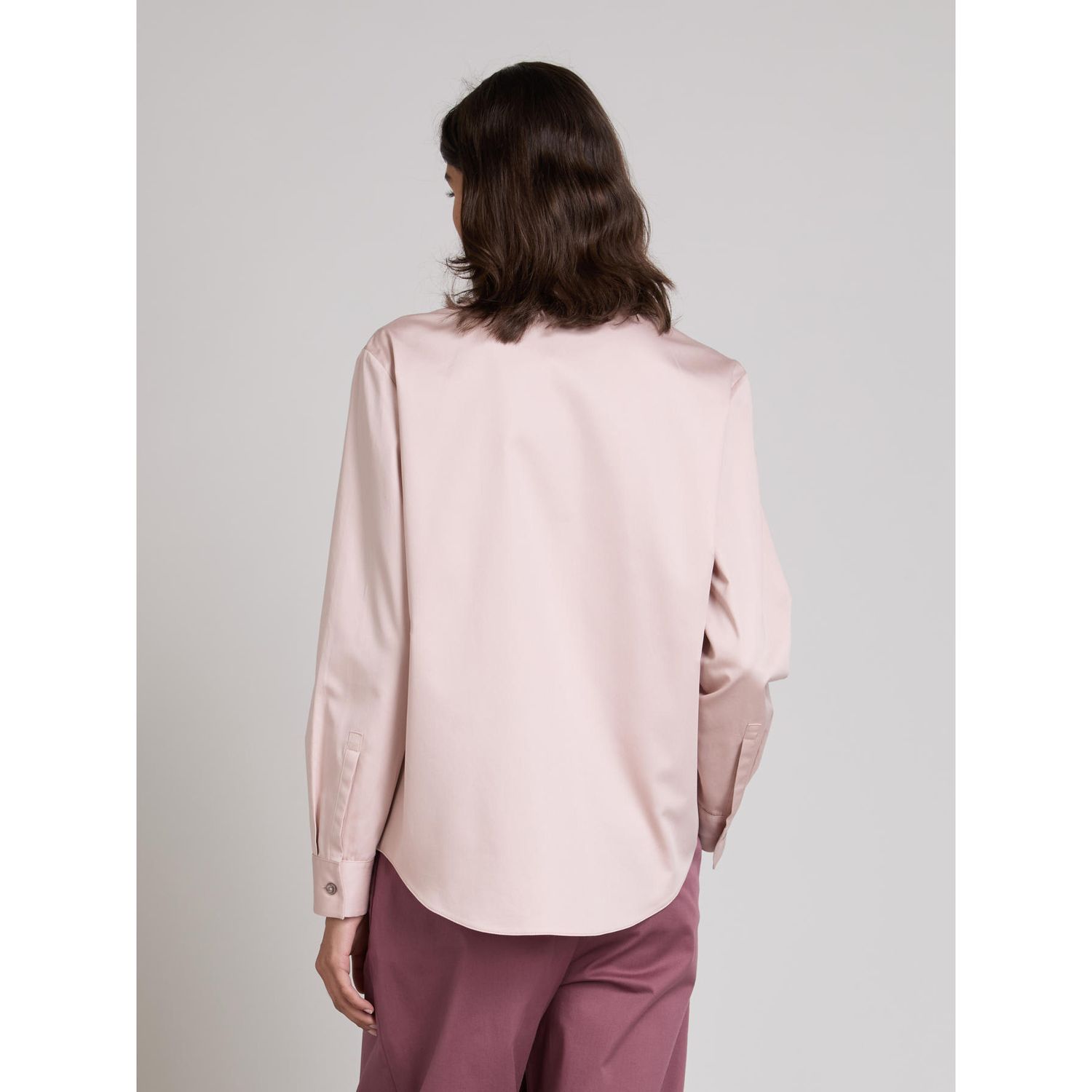 MM Max Mara - Camicia a raso in puro cotone MMLFIACRE - Rosa