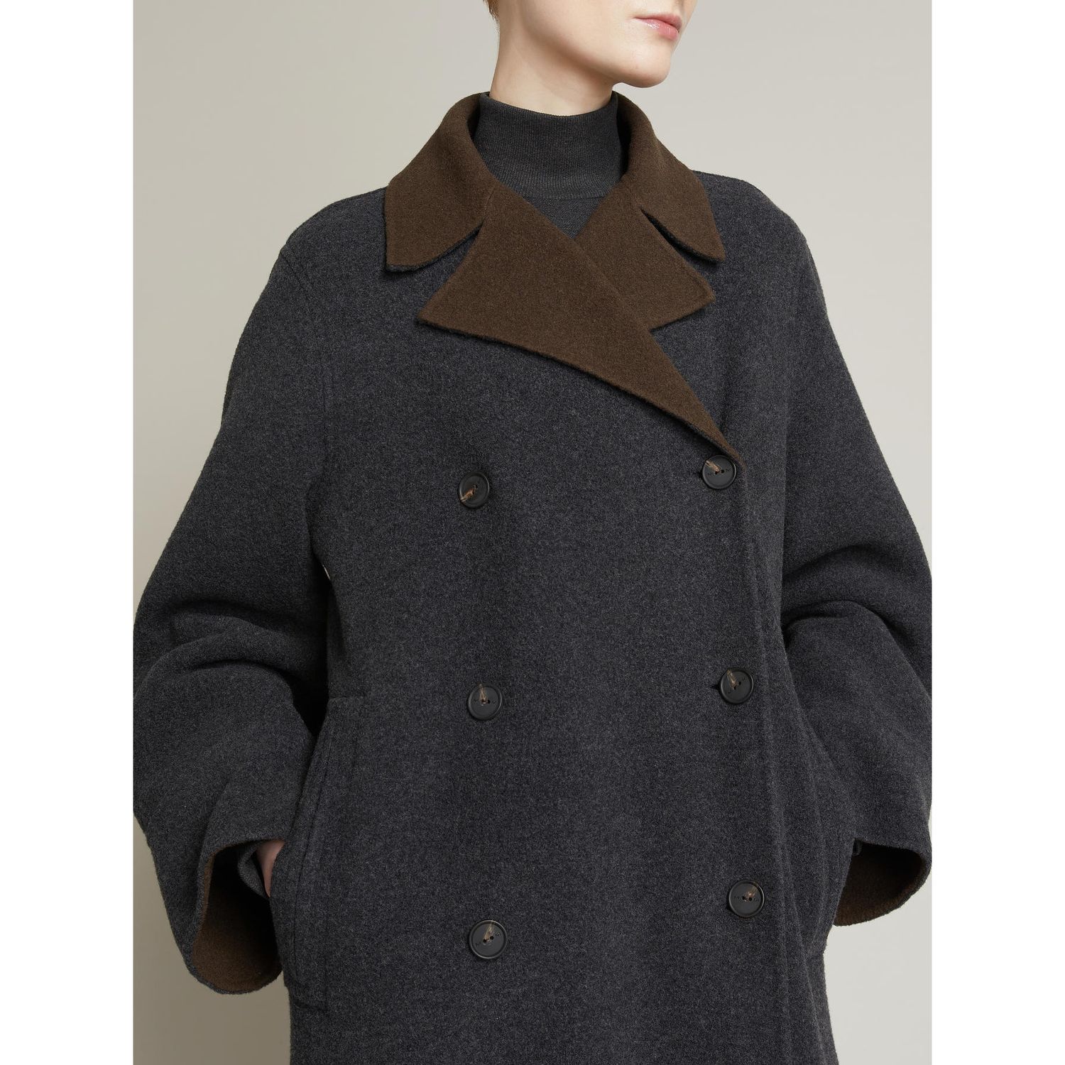 MM Max Mara - Cappotto double in misto lana MMLTARTINA - Arancite Mel./Moro