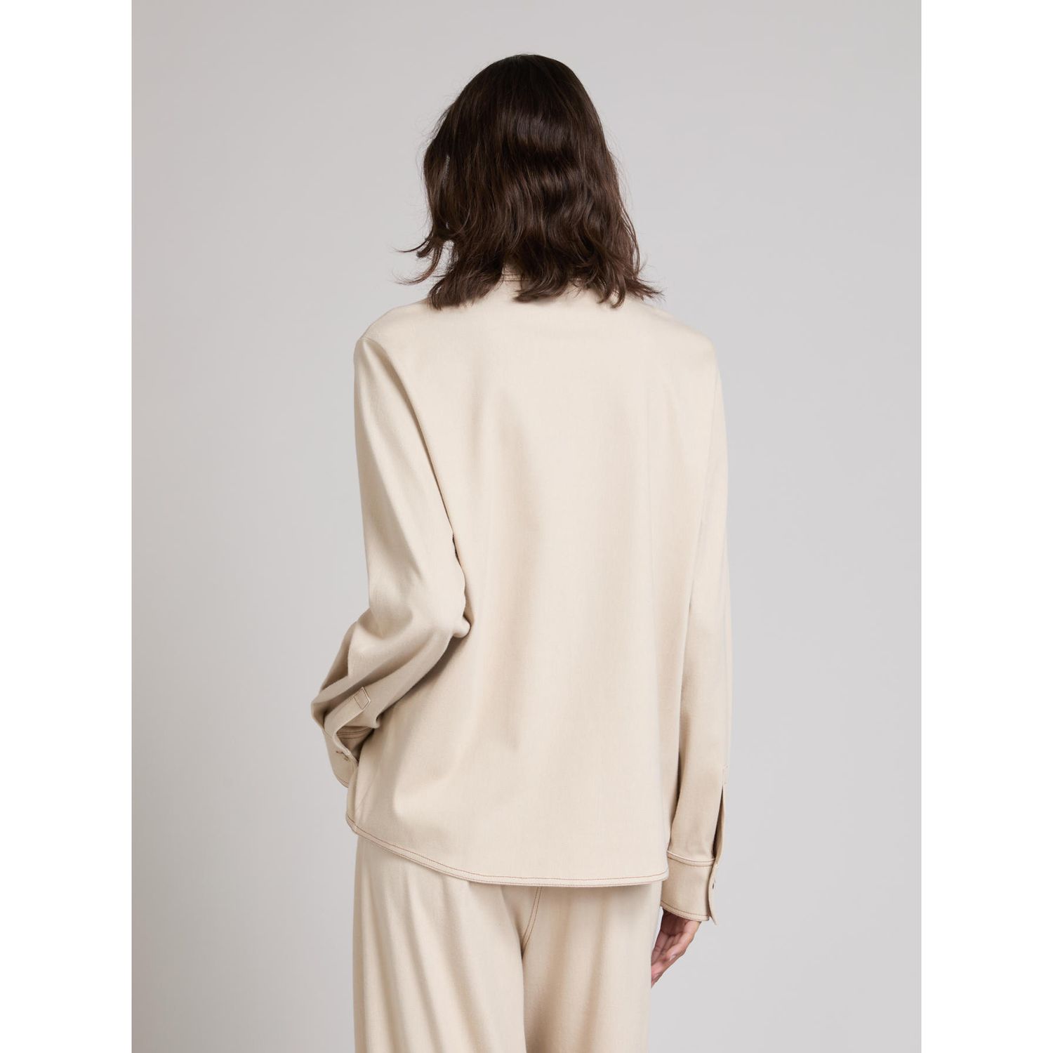 MM Max Mara - Camicia con effetto denim in jersey fluido MMLRAFIA - Lino