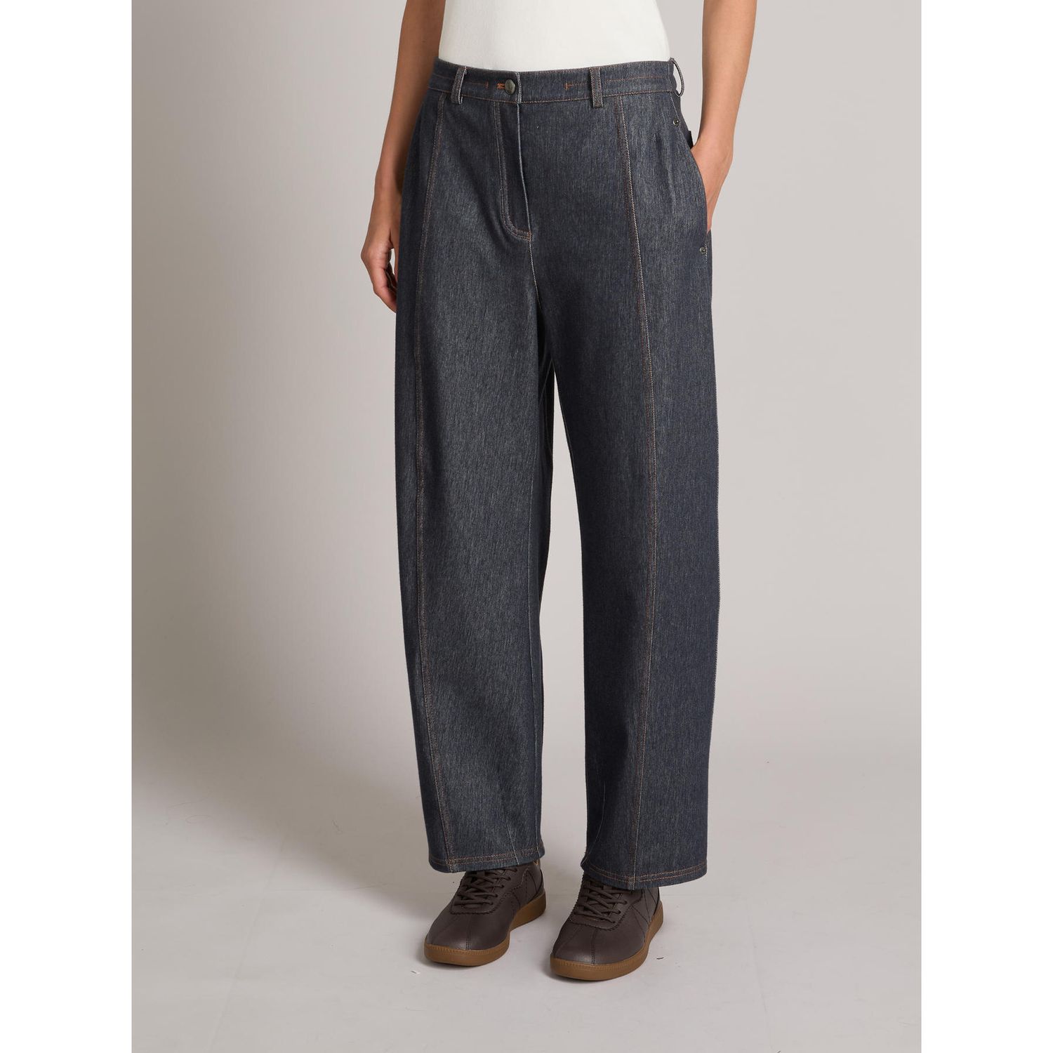 MM Max Mara - Pantalone effetto denim in jersey compatto MMLBEVANDA - Blu Navy