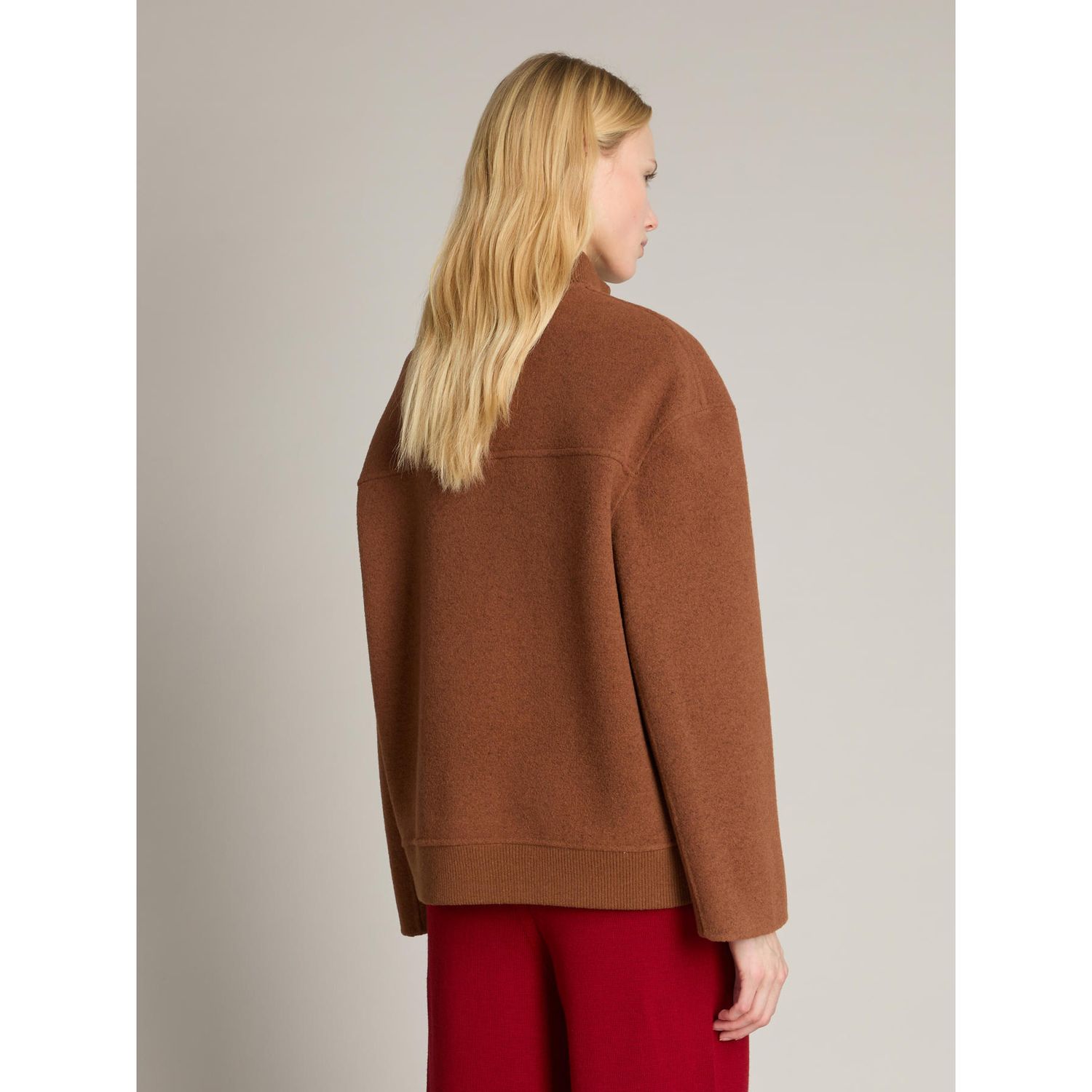 MM Max Mara - Bomber double in misto lana MMLFENICE - Caramello/Rosso