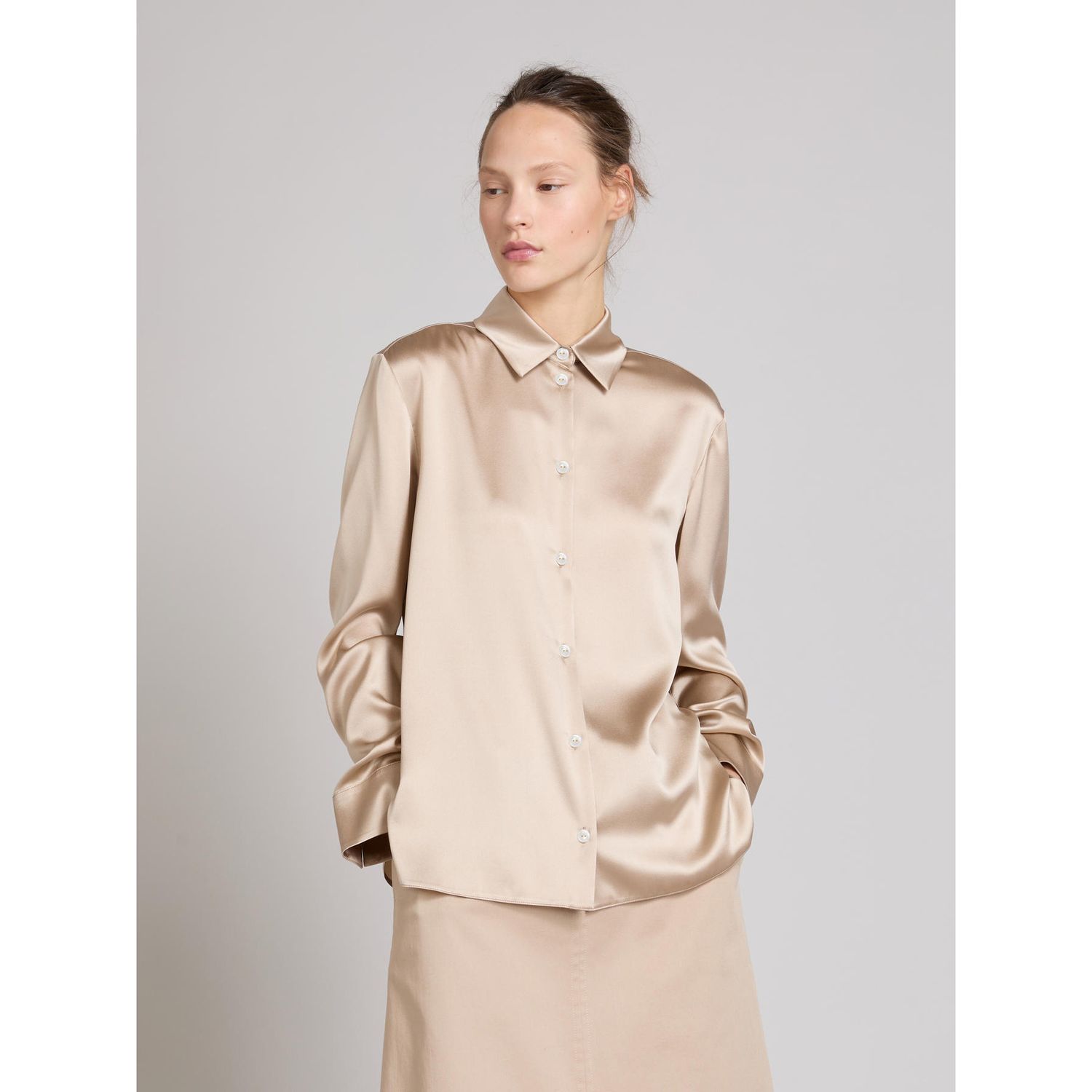 MM Max Mara -  Camicia raso seta monoelastico in trama MMLNAVETTA - Lino
