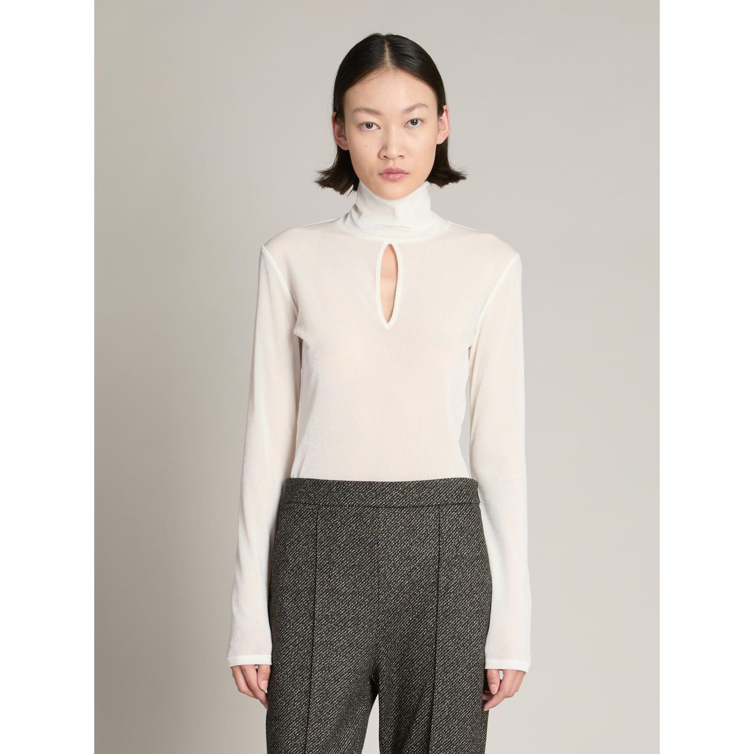 MM Max Mara - Body tulle floccato MMLEDEN - Bianco lana