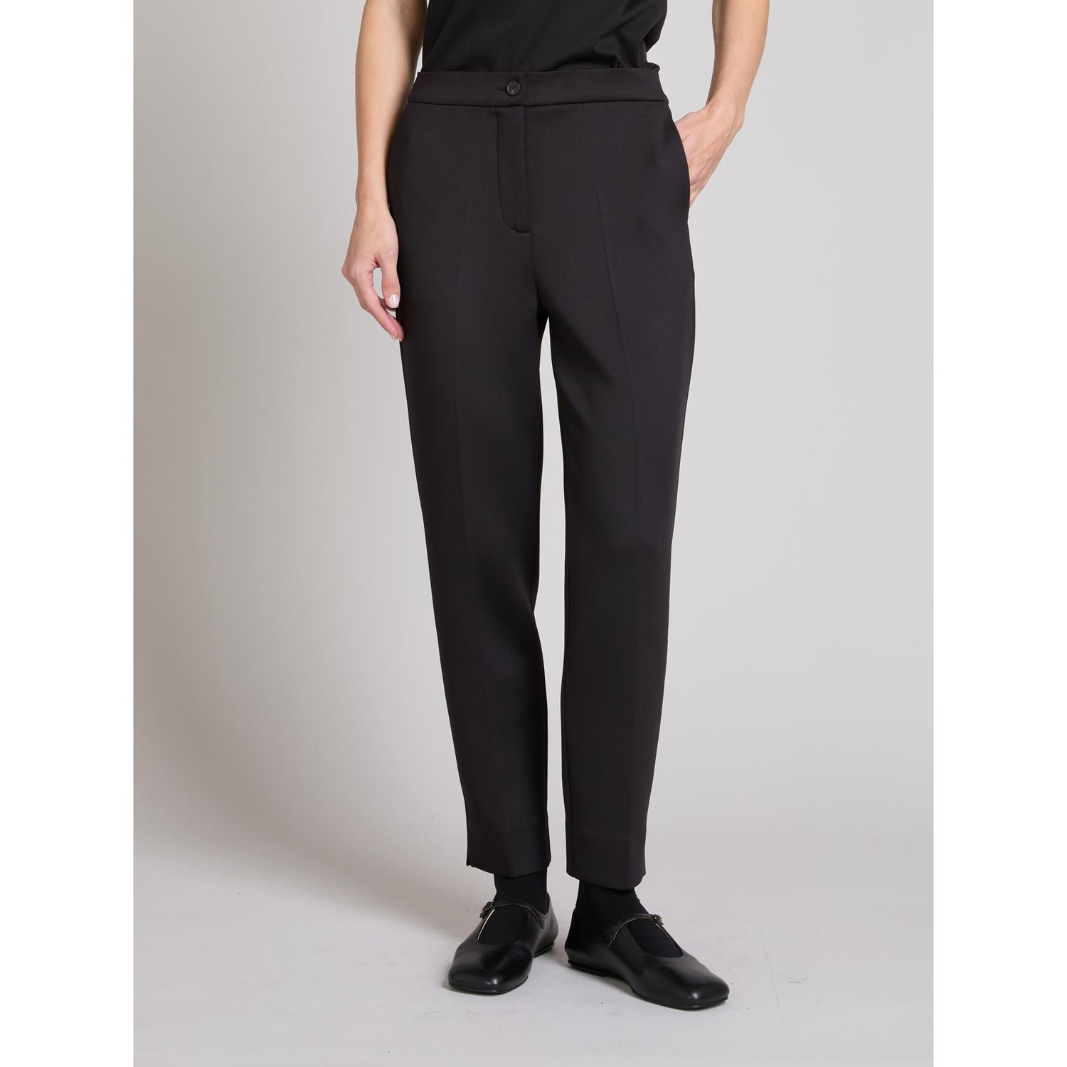 MM Max Mara - Pantalone a sigaretta con gamba dritta MMLFEROCE - Nero