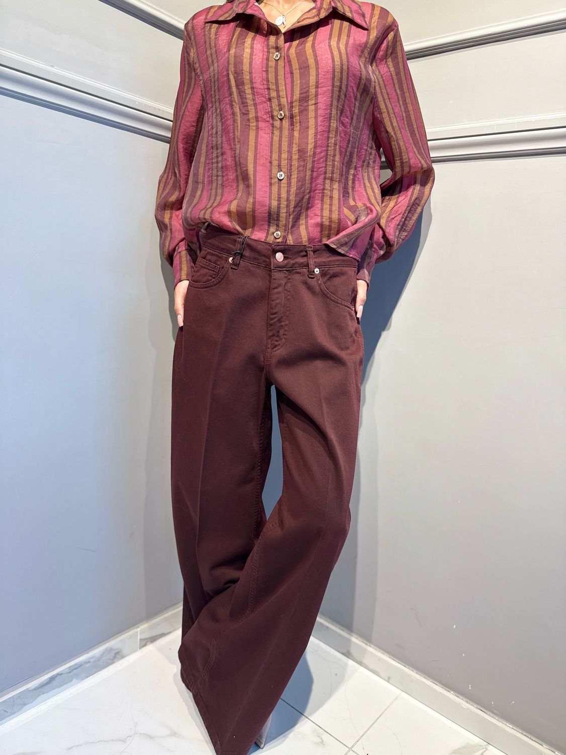 HAVE ONE - camicia a righe CVS-R065 amarena