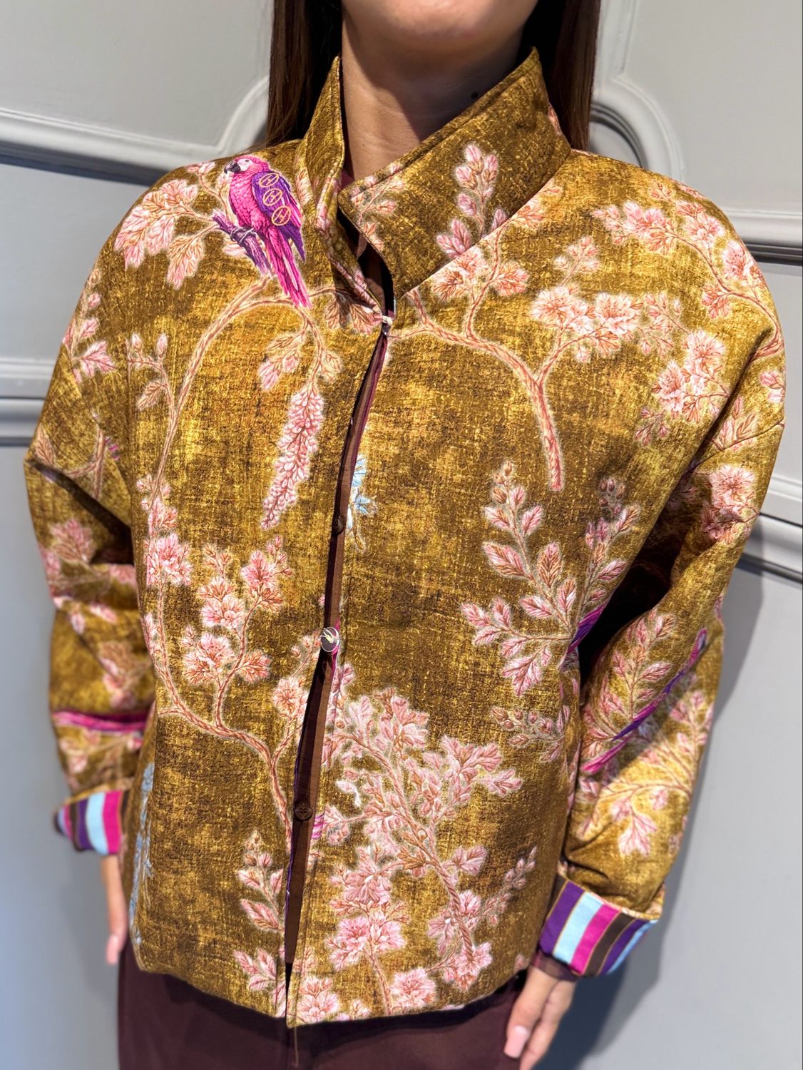 HAVE ONE - kimono con polso a strisce stampa colibrì fantasia KVS-R085